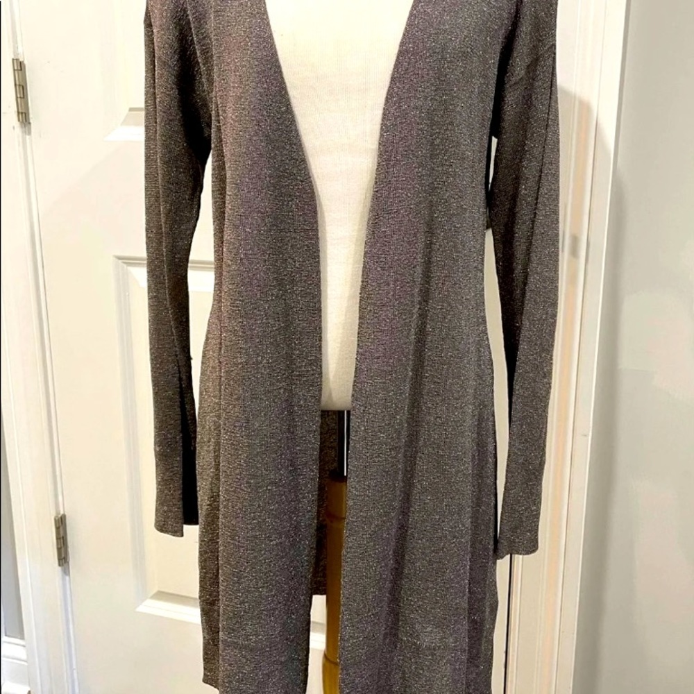 Chicos Lightweight Taupe Metallic Sparkle Duster / Cardigan.Size 2, Large, 12/14